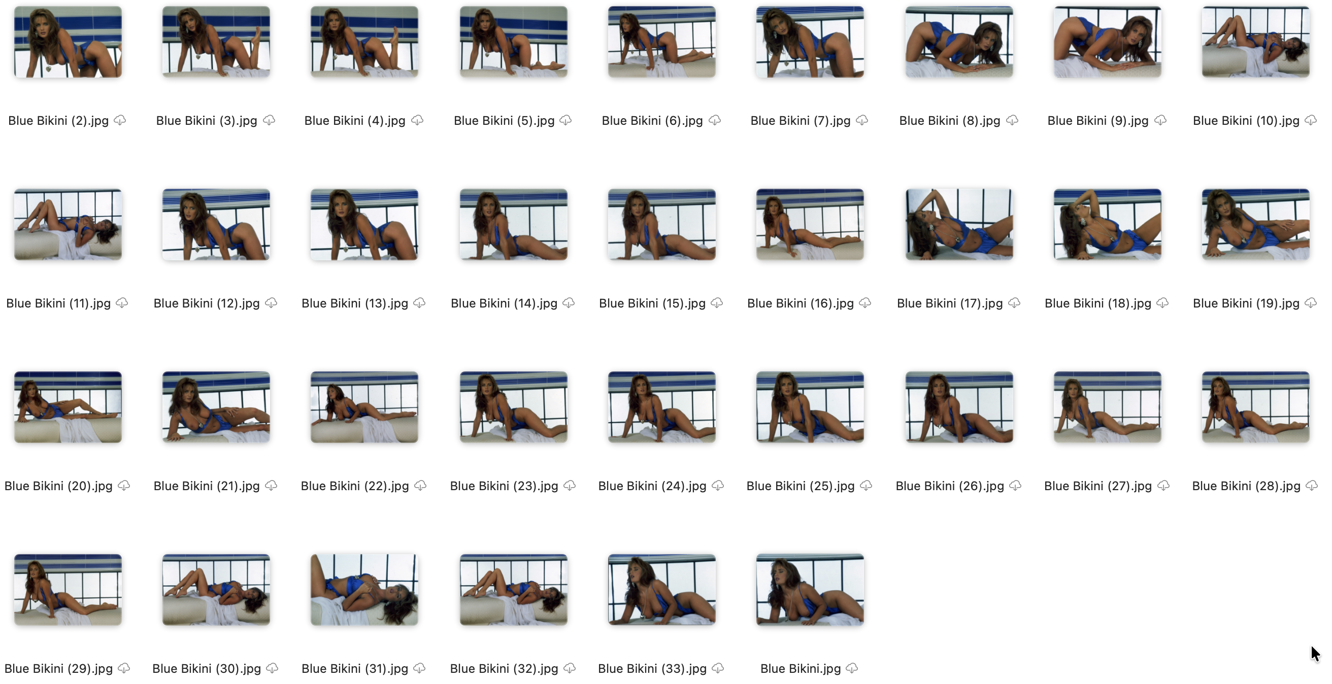 Teresa May blue bikini session contact sheet — Cliff James Photography Contact sheet of Teresa May glamour photographs in a blue bikini, by Cliff James